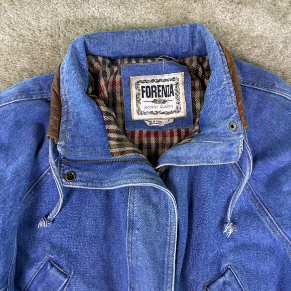 Vintage Forenza Jean Jacket Adults Large Parka Denim Retro Rockabilly Blue - Picture 7 of 11